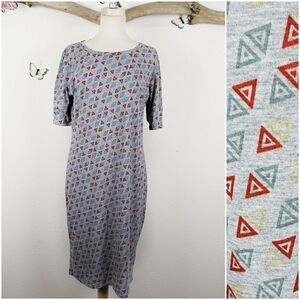 Lularoe Julia gray multi colored triangles